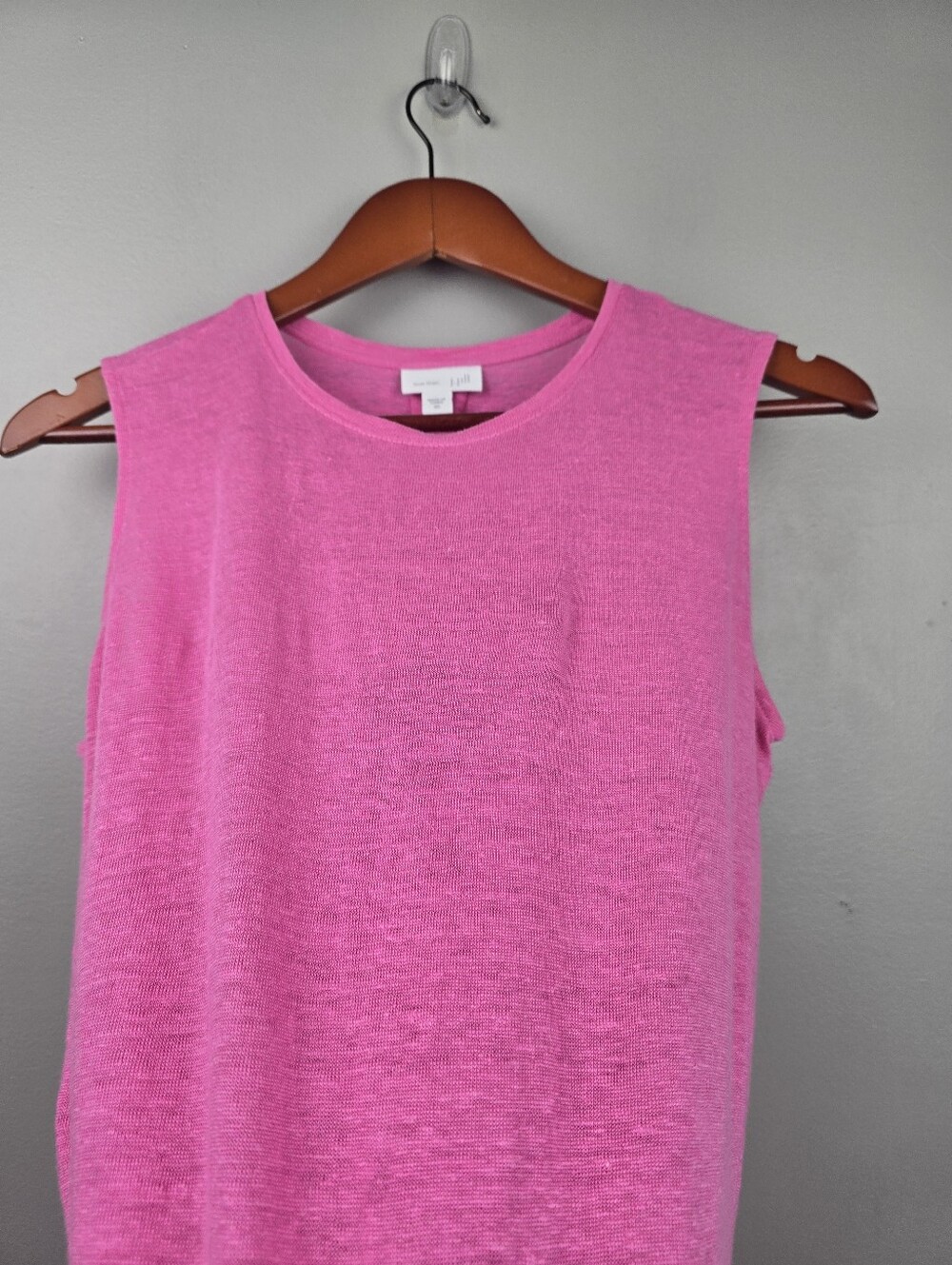 J.Jill 100% Linen Pleated Back Love Linen Tank Pink Womens XS Lagenlook Coastal - Picture 3 of 11